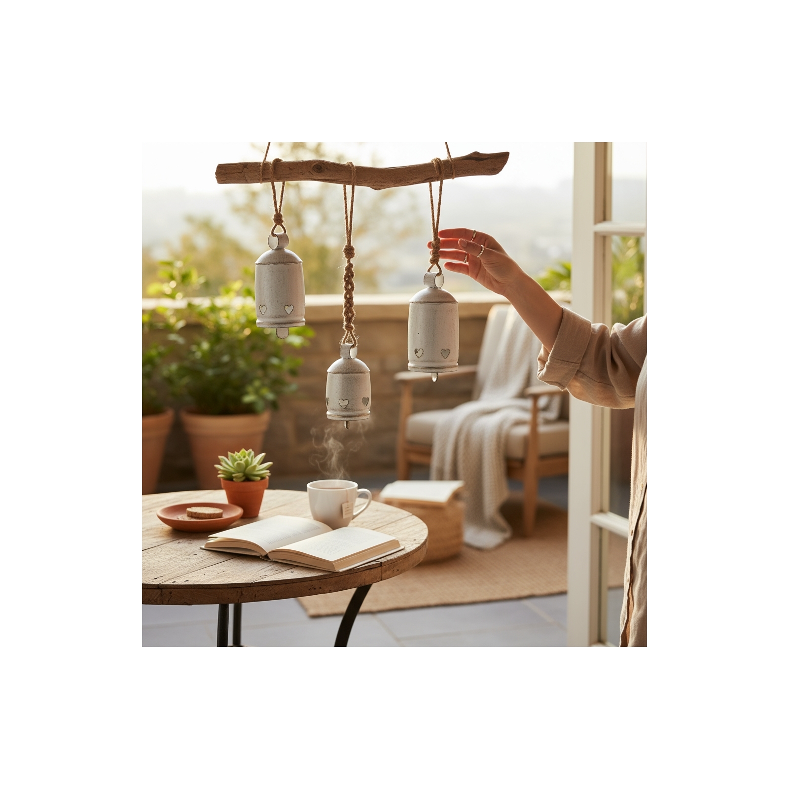 Set of 3 Lula Bells-White Washed 